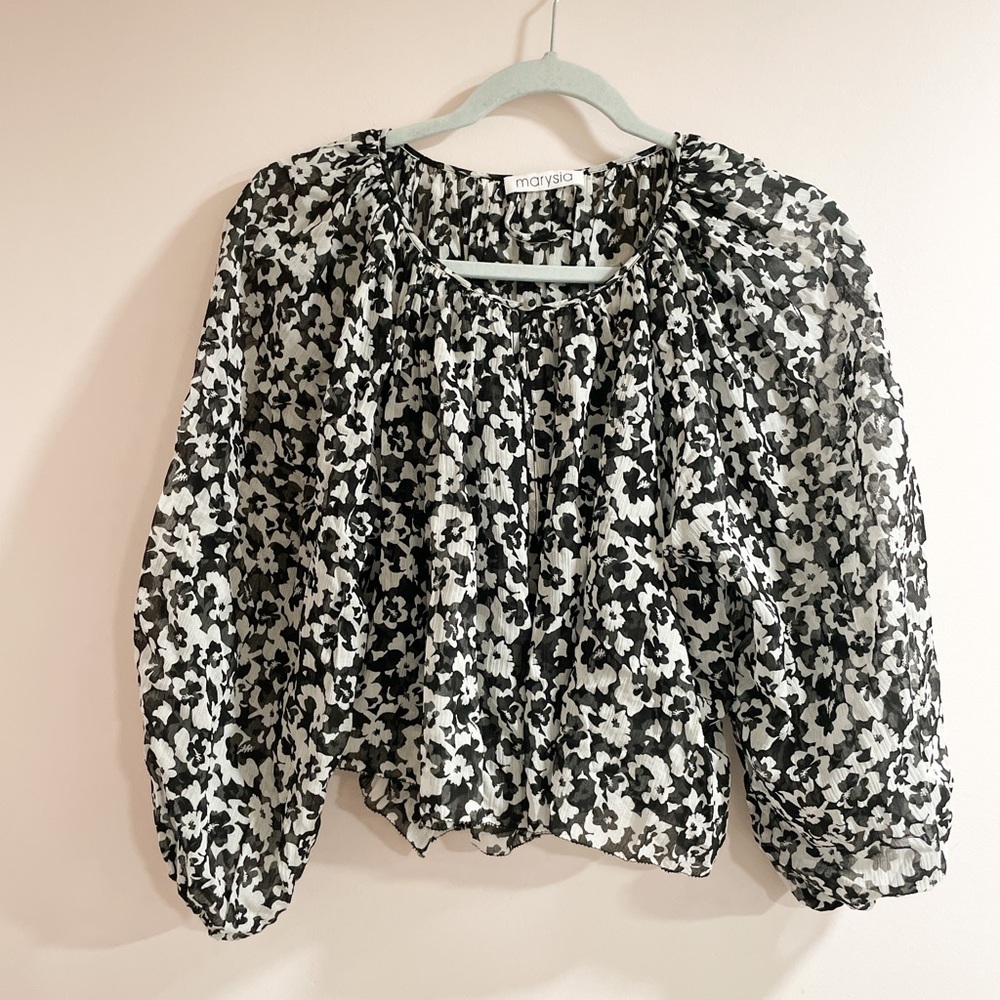 Marysia Swim Black White Silk Blend Cover up Top